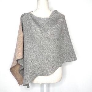 Raisa Antonia Gray Tan Wool Poncho Blanket Scarf